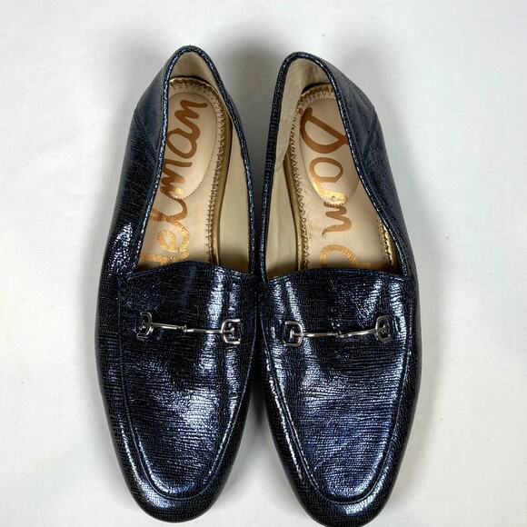 Sam Edelman Loafers Loraine Bit Blue Metallic Print Shoes Women's 9 - Picture 1 of 11